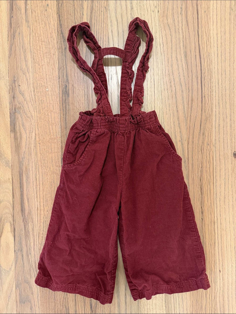Ruffle Butts Burgundy Cotton Corduroy Suspender Overalls 24M